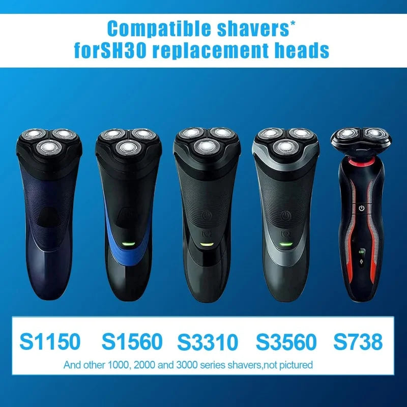 6pcs SH30 50 70 90 Replacement Head Compatible with Philips Norelco Series 3000/2000/1000