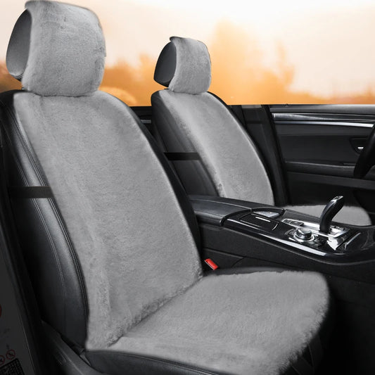Plush Car Seat Cover Universal Front Backrest Winter Warm Long Faux Fur Non-Slip Seat Cushion Pad  Automobiles Seat Protector