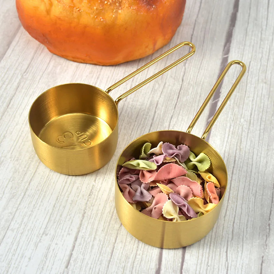 4PCS/8PCS kitchen thread handle titanium gold stainless steel measuring cup measuring spoon Flour and grains measuring spoon