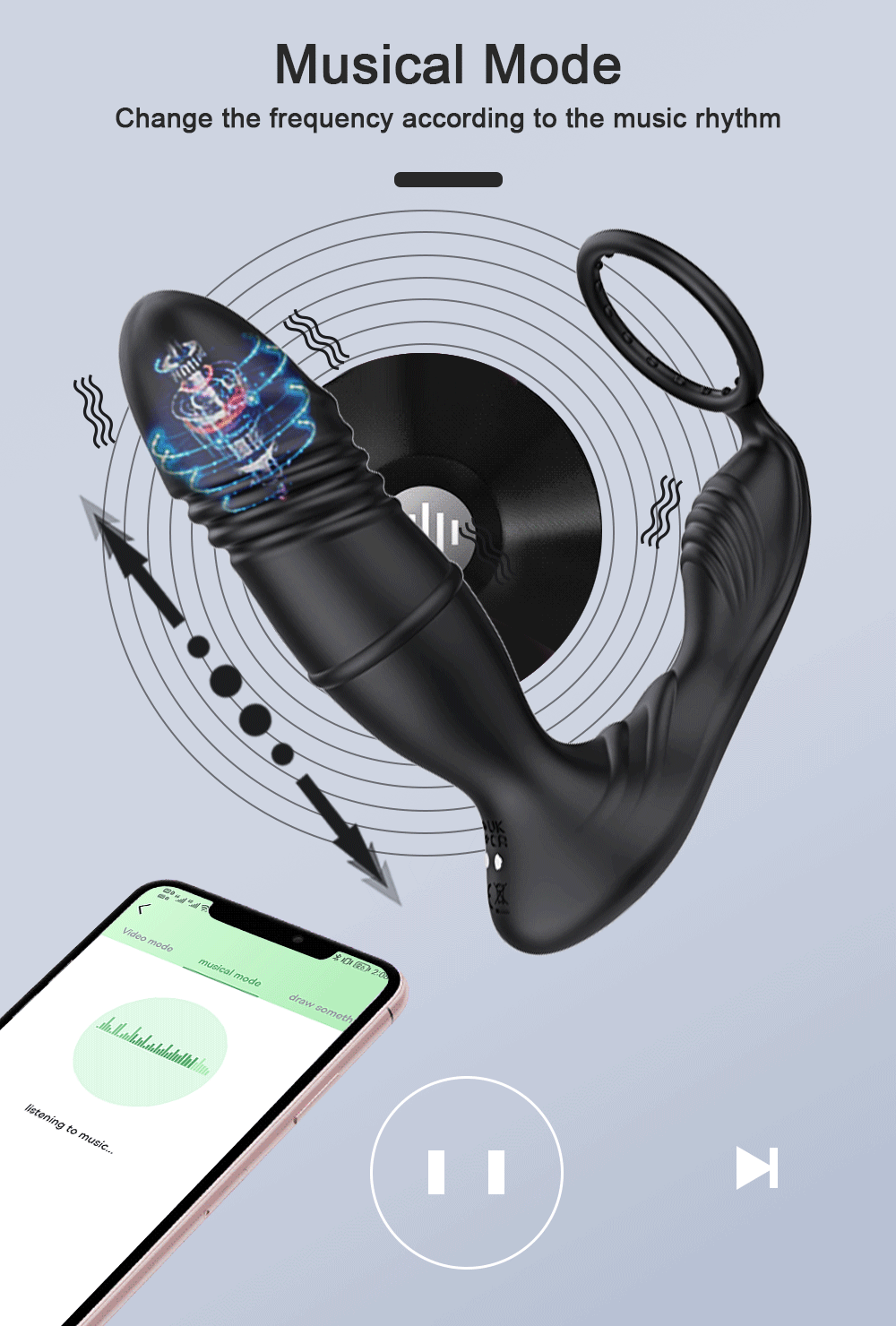 4in1 Thrusting Vibrating Anal Vibrator Prostate Massager Cock Ring Anal Plug G Spot Massager Male Sex Toys for Men Women Couples