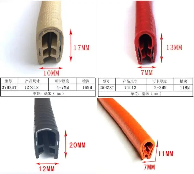 1/3M U-Shaped Sealing Strip Rubber Edging Stainless Steel Protectio Door Car Dustproof Safety Iron sheet edge protection strip