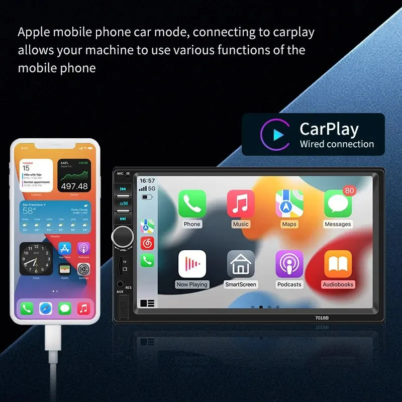 Acodo 2din Stereo 7inch Wired Carplay Radio Touch Screen Automotive Multimedia Bluetooth USB TF FM Radio Autoradio MP5 Player