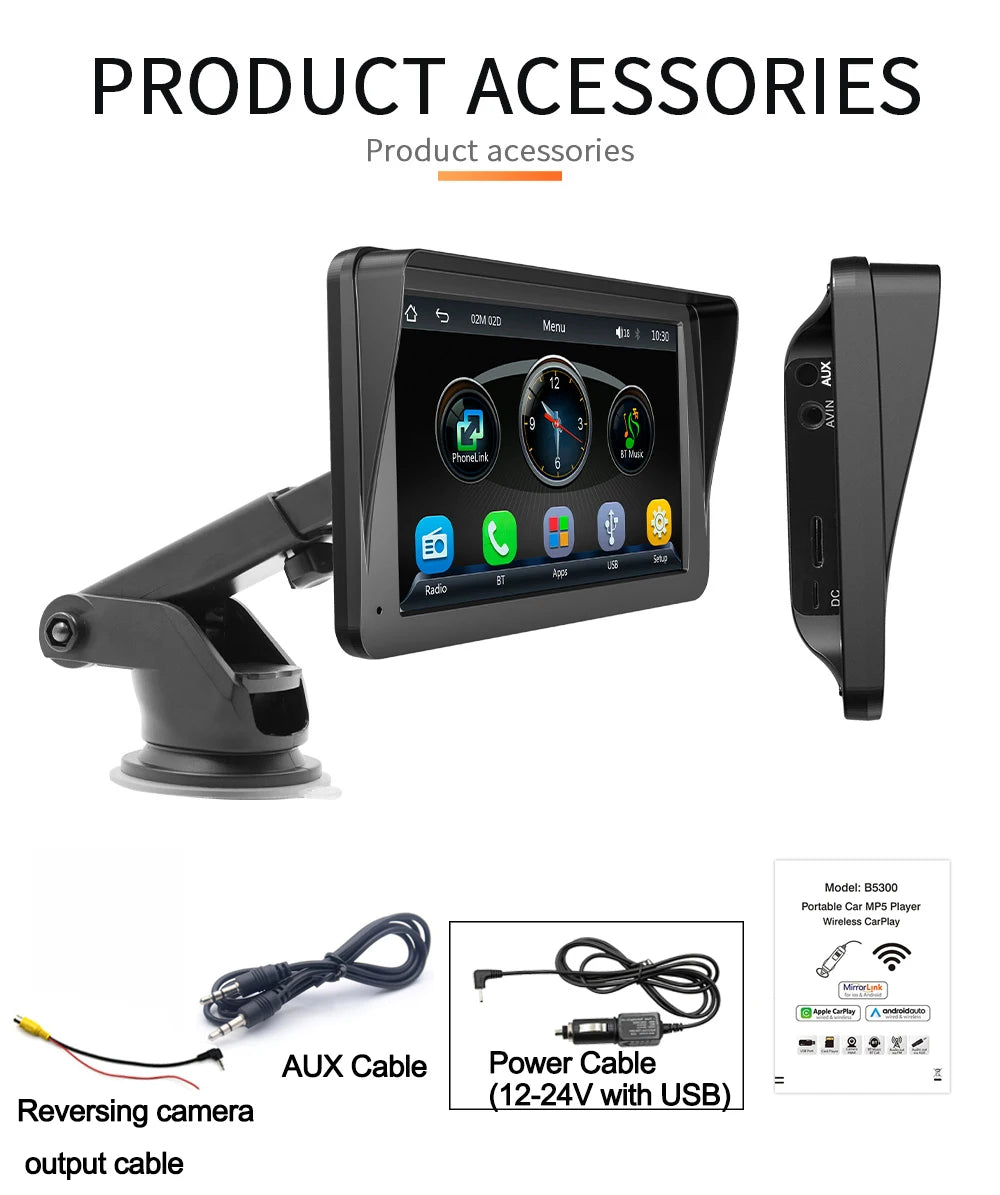 7inch Universal Car Radio Automotive Multimedia Video Player Wireless Carplay Android Auto Touch Screen BT AUX Smart Car Systems