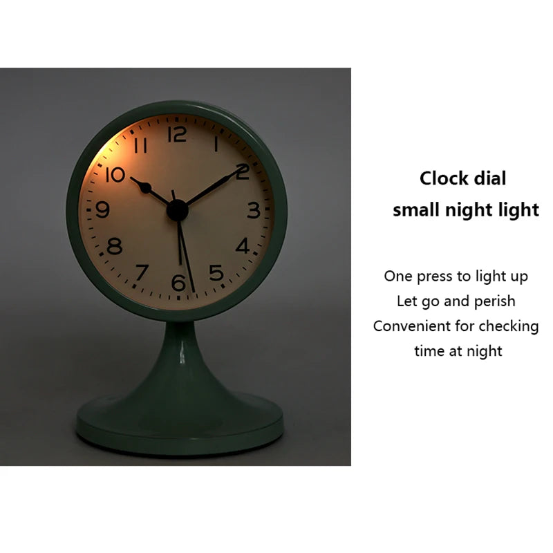 1 piece retro metal quartz alarm clock, silent bedside night light desk clock, home decoration, holiday gift (excluding battery)