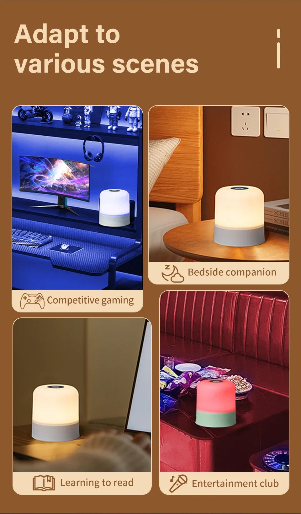 Touch Bedside Lamp Rechargeable RGB Night Light Remote Control Long Life Battery Bedroom LED Warm Desktop Decorative Lights