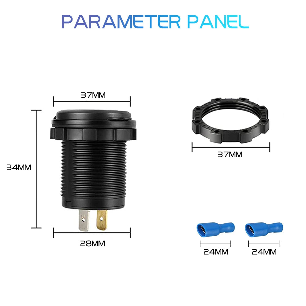 Dual USB 5V 3.1A 12V Car Charger with LED Panel Waterproof Power Adapter Socket Outlet for Vehicle Boat Truck Motorcycle