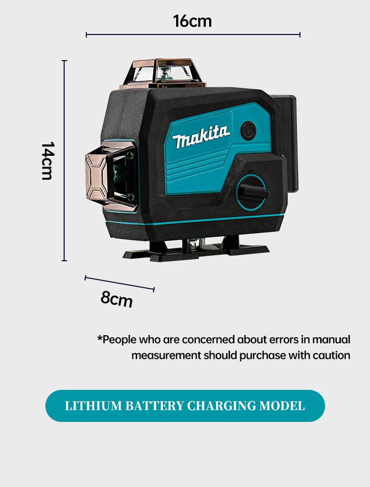 Makita 3D/4D Laser Level 12/16 Lines Horizontal And Vertical With Remote Control 8 Lines 360°Self-leveling Laser Levels Tools