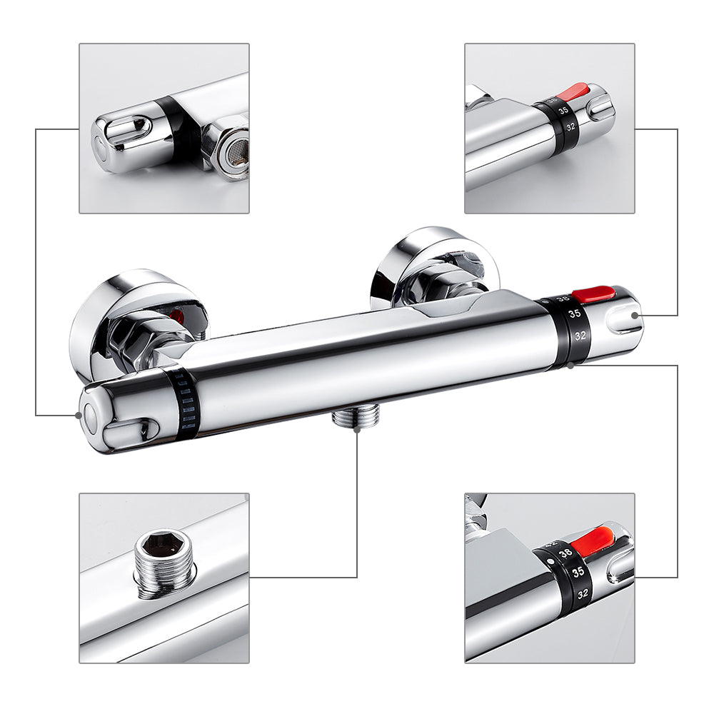 Thermostatic Shower Faucets Set Chrome Bathroom Thermostatic Mixer Tap Hot And Cold Bathroom Mixer Mixing Valve Bathtub Faucet