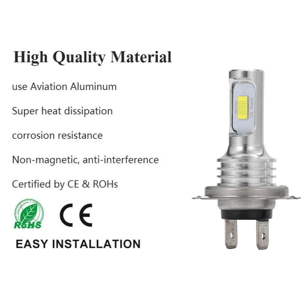 2Pcs H7 LED Headlight Bulb Mini H4 H1 H3 Wireless 80W 20000LM 6500K 4300K CSP Car Headlamp Auto Diode Lamp 12V 24V Automobile