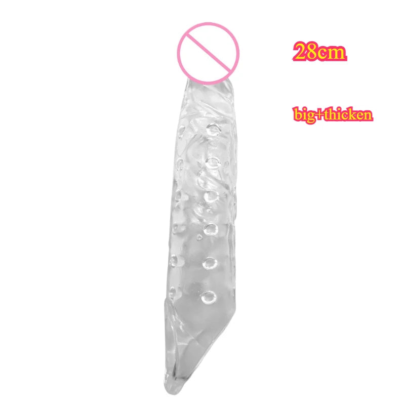 28cm Large Penis Sleeve Sex Toys for Men Penis Enlargement Extender Condom Penis Extension Adult Toys Delay Ejaculation Sex Shop
