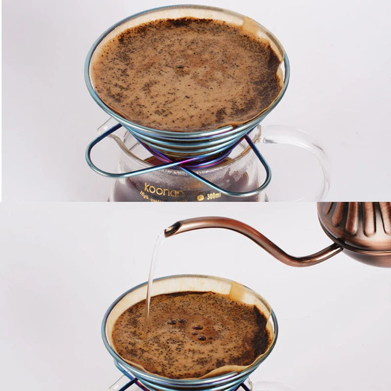 Outdoor Camping Foldable Coffee Filter Cup Spring Travel Portable Mini Espresso Maker Dripper Stainless Steel Drop Shipping