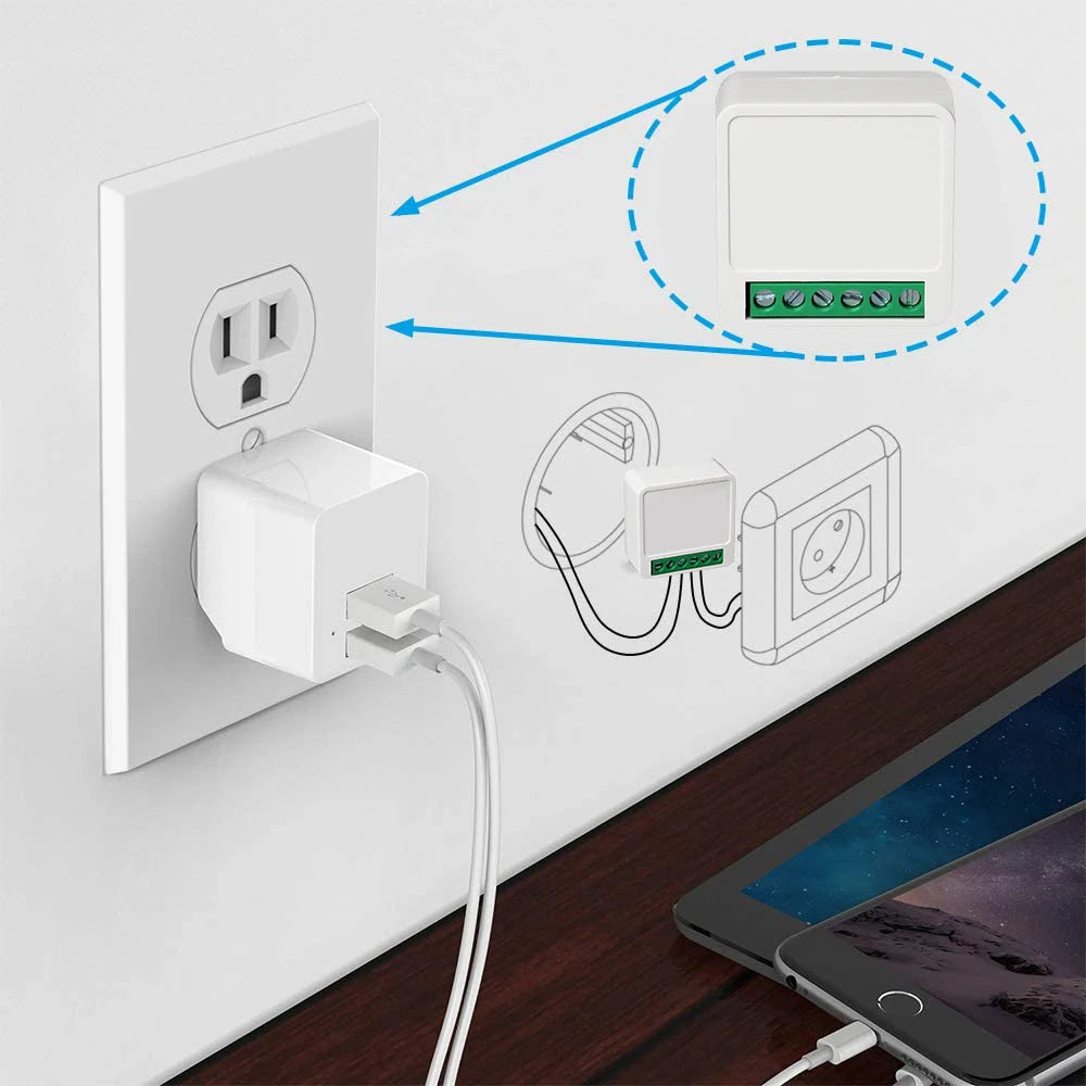 16A Mini Wifi Switch DIY Smart Home 2-way Control Relay Smart LIfe APP Control Remotely Timer Works With Alexa Google Home