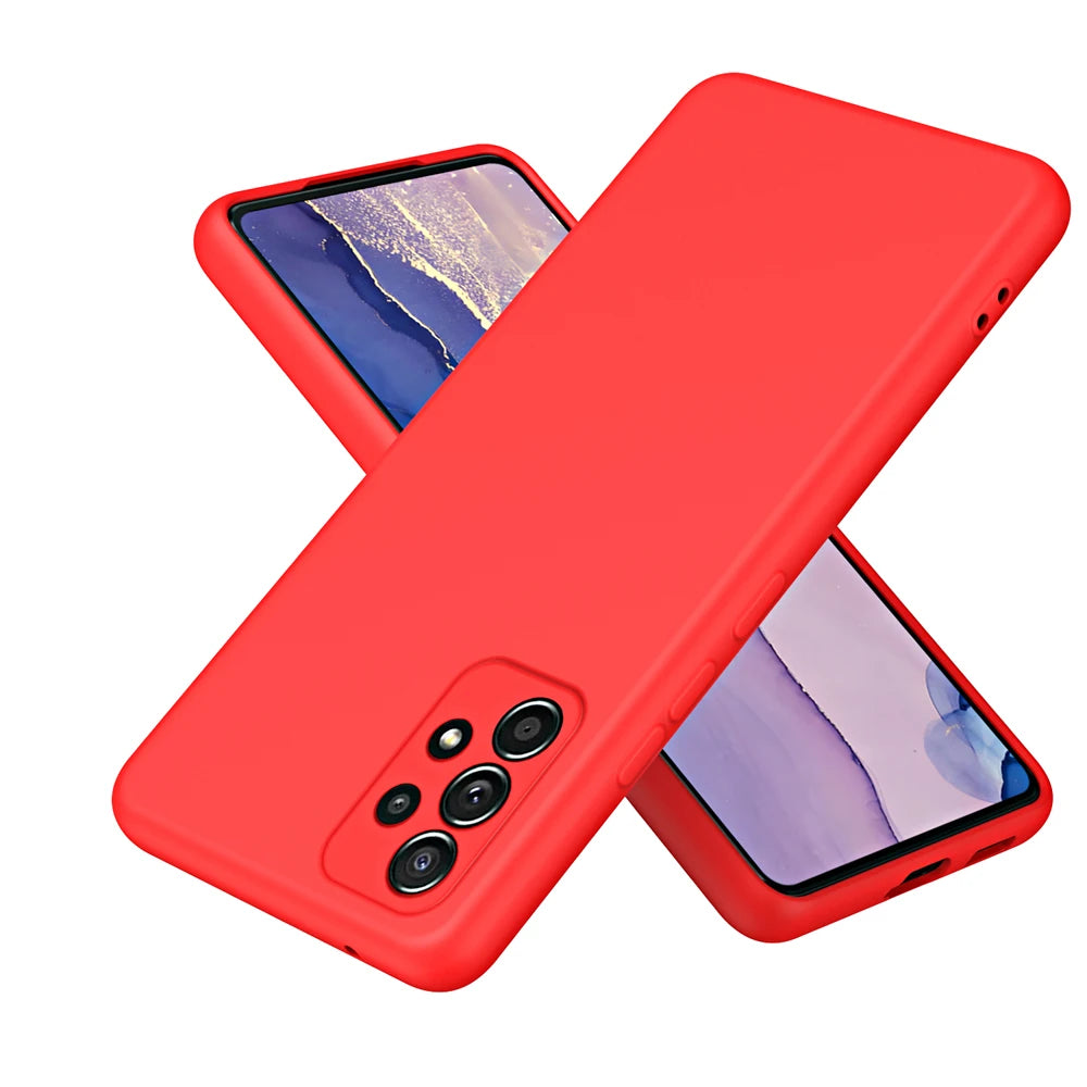 Original Liquid Silicone Phone Case For Samsung Galaxy A52 A52S 4G 5G Soft Back Cover Camera Protector Coque Bumper