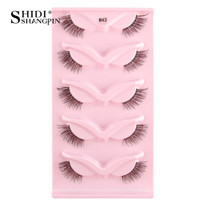 3/5 Pairs Cat Eye False Lashes Natural Short Fluffy Eyelashes Wispy Half False Eyelashes Eye End Extension Faux Mink Makeup