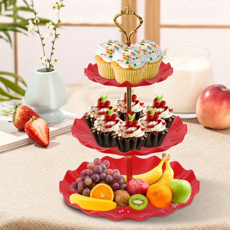 3-Tiered Dessert Stand with Scalloped Edge