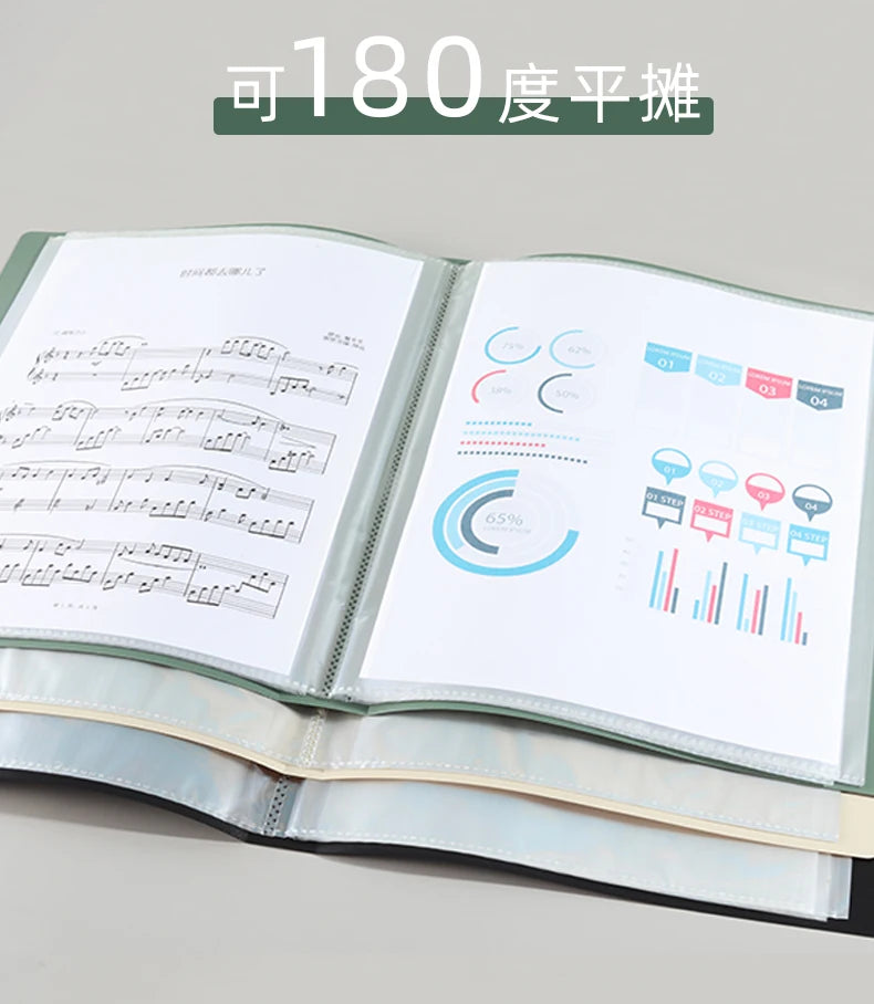 KOBEST 20/30/40/60 Pages A4 Side Transparent Thickening Folder High Quality Multi-layer File Cover Office School Supplies