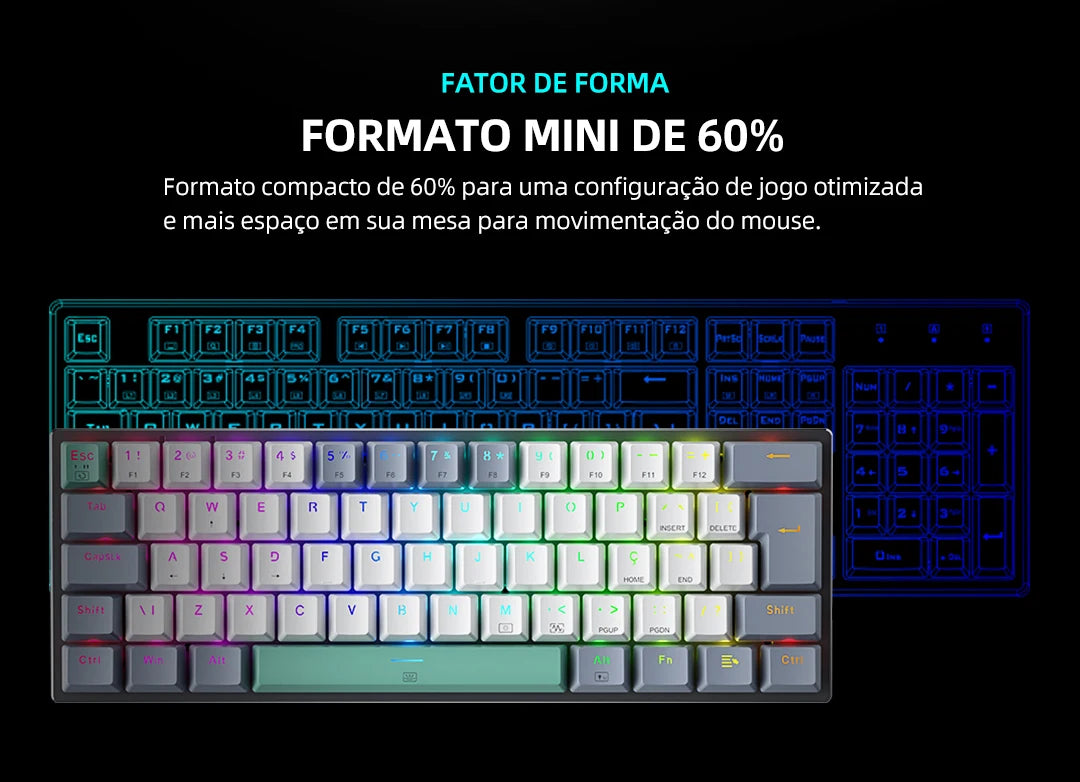 Machenike K500-B61 Mini Mechanical Keyboard 60% ABNT2 Layout RGB Backlight Hot-swappable NKRO Wired Gaming Keyboard For PC Gamer