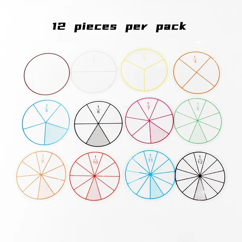 12Pcs Plastic Score Question Demonstrator Round Shaped Addition And Subtraction Instrument Student Fraction Teaching Education T
