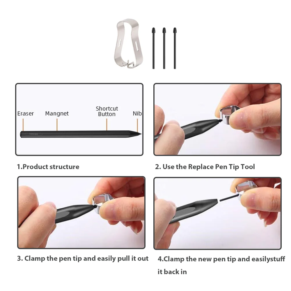 For reMarkable 2 Pen with 4096 Pressure Sensitivity Eraser Palm Rejection Tilt Sensing EMR Stylus Pen for reMarkable Accessories