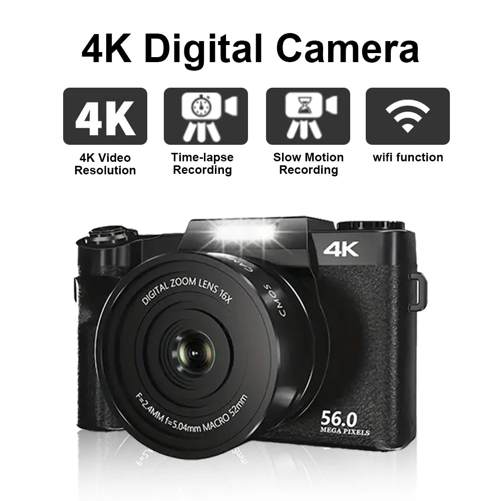 4K Video Camera 48MP HD Digital Camcorder 16X igital Zoom Digital Recorder 3 Inch IPS Screen Digital Photography Camera