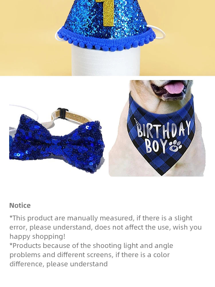 Dog Birthday Party Decoration Set Pet Triangle Scarf Cute Hat Bow Tie Collar Dog Accessory Birthday Decoration Supplies