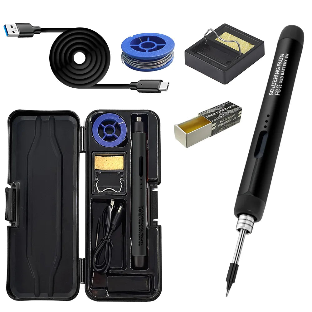 USB Soldering Iron Set Mini Digital Electric Soldering Iron Kit Type-C Interface Adjustable Temperature Solder Welding Iron Tool