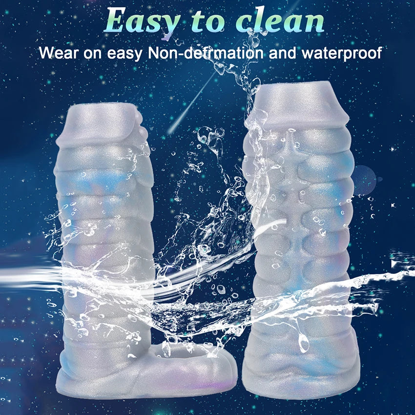 Fantasy Ribbed Dragon Penis Sleeve Soft Silicone Sex Toys Sheath Cock Enlargement Hollow Animal Dildo Male Masturbator Adult 18