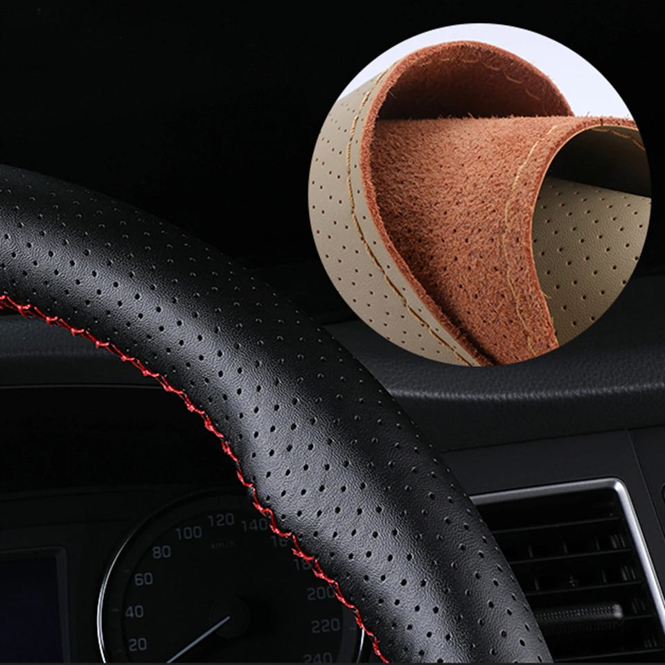 Car Steering Wheel Braid Cover Universal 38cm Microfiber Leather Needles And Thread Soft Anti-Slip Auto Interior Car Accessories