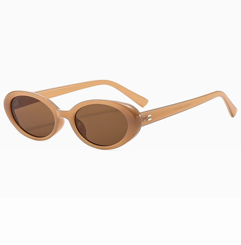 New Women's Retro Oval Sunglasses Black Small Frame Fashion Brand Trendy Hot Points Sun Glasses Female Lady Goggle UV400