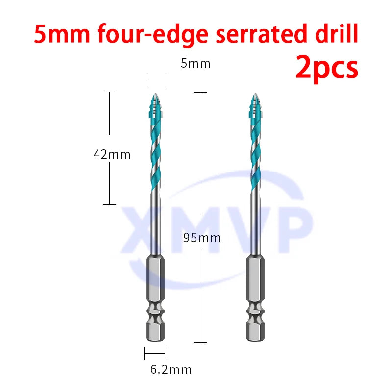 Four-edge serrated eccentric drill bit, high-hardness tile drilling, concrete Nemesis, super-hard special electric drill