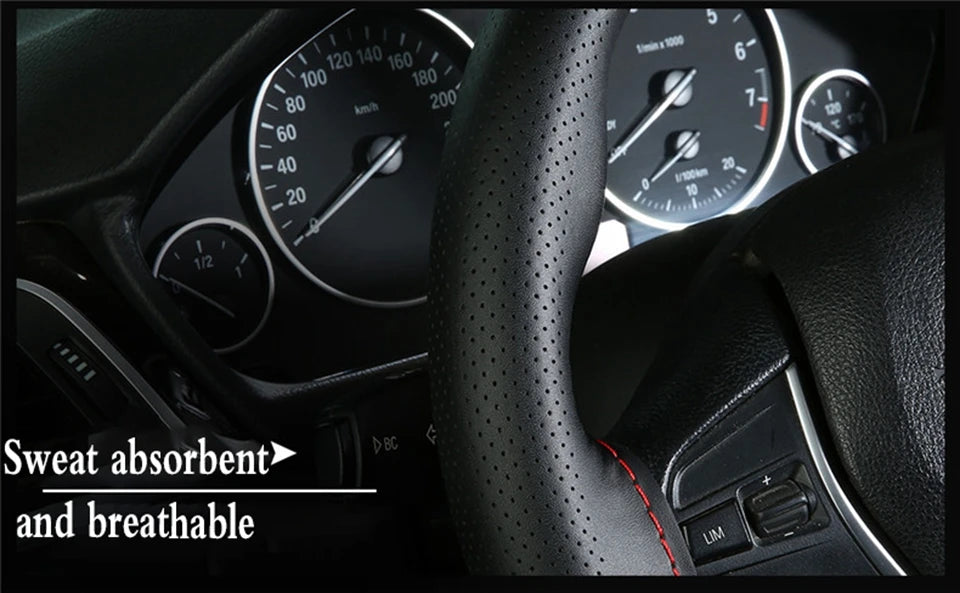 DIY Hand Sewing Steering Wheel Cover Microfiber Leather 37-38CM With Needle And Thread Interior Car Accessories Auto Interior