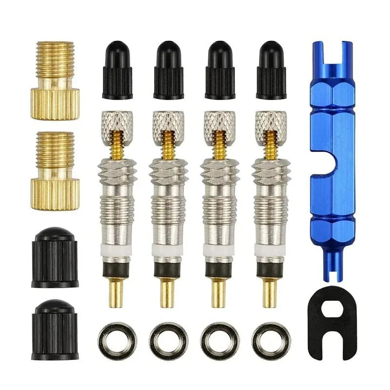 18pcs Bicycle Repair Tool Kits Presta Valve Core Set Bike Schrader Valve Wrench Tubeless Tire Remover MTB Repair Tools