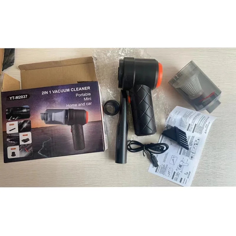 Car vacuum cleaner with suction and blowing function, portable, wireless charging, high-power, handheld vacuum cleaner for home