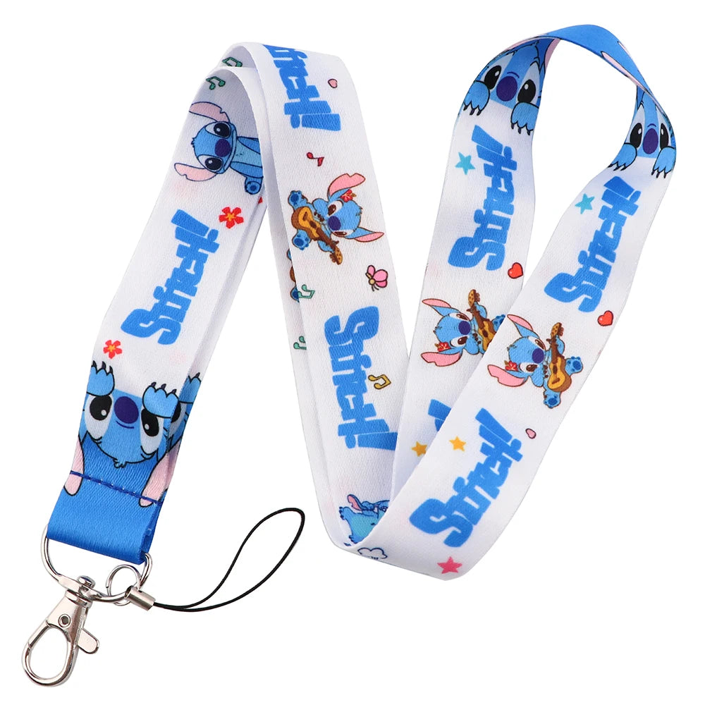 KKZ004 Mickey&Minnie Stitch Lanyard For Keys Keychain Badge Holder ID Credit Card Pass Hang Rope Lariat Phone Charm Gift