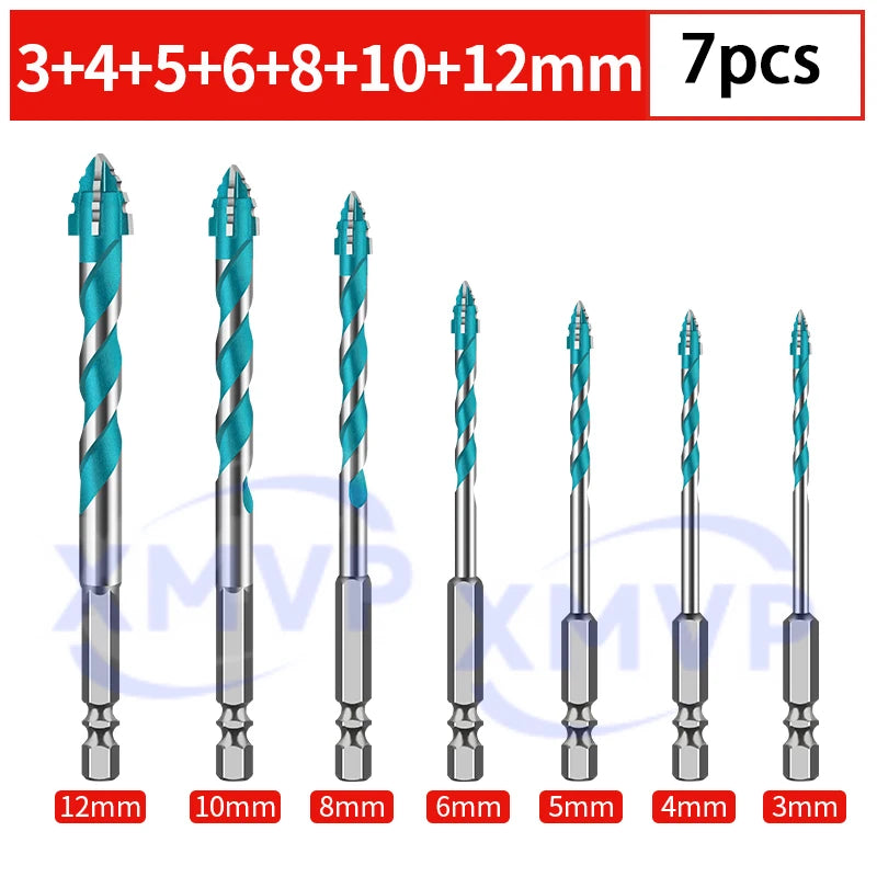 Four-edge serrated eccentric drill bit, high-hardness tile drilling, concrete Nemesis, super-hard special electric drill