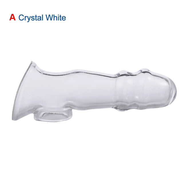 Extension Reusable Condom Penis Sleeve Male Enlargement Time Delay Dildo Enhancer Cock Rings Crystal Clear Condom Adult Sex Toys