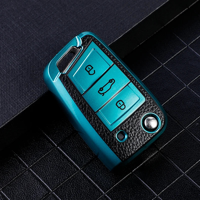 Auto Keychain For Volkswagen VW Golf 7 MK7 Tiguan MK2 for Skoda Octavia A7 Kodiaq 2017 2018 2019 Leather TPU Car Key Case Cover