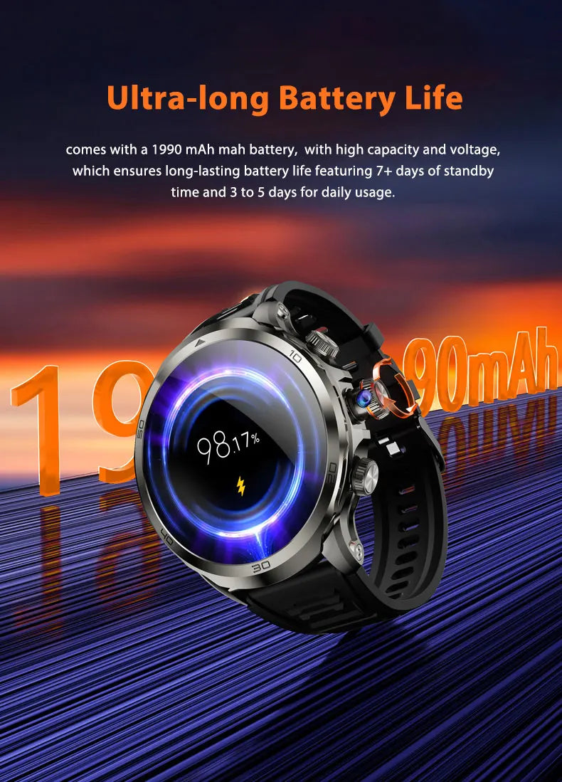 Original H19 4G Full Netcom 128GB Smartwatch Android 9.0 With Power Bank 1.95 inch Amoled Screen Camera GPS WIFI Smart Watch Men