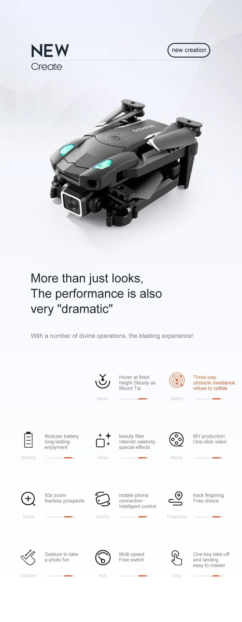 New S128 Mini Drone 4K Professional HD Dual Camera Three-Sided Obstacle Avoidance Air Pressure Fixed Height Foldable Quadcopter