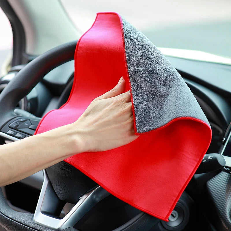 1pc Suede Double-sided Absorbent Traceless Reusable Glass Cleaning Cloth For Windows, Cars, Kitchen, Mirrors