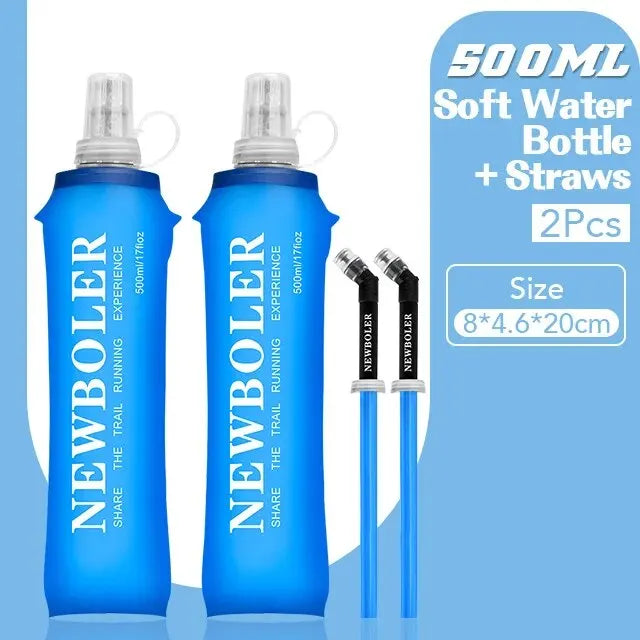 NEWBOLER 250ml 500ml Water Bottle TPU Folding Soft Flask Sport Water Bottle Water Bag Collapsible Water Bottle Running Camping