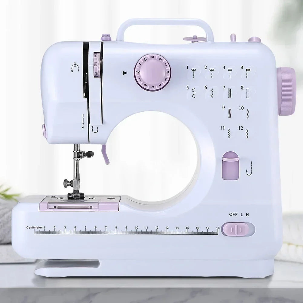 Portable Sewing Machine Mini Electric Household Crafting Mending Overlock 12 Stitches with Presser Foot Pedal Beginners