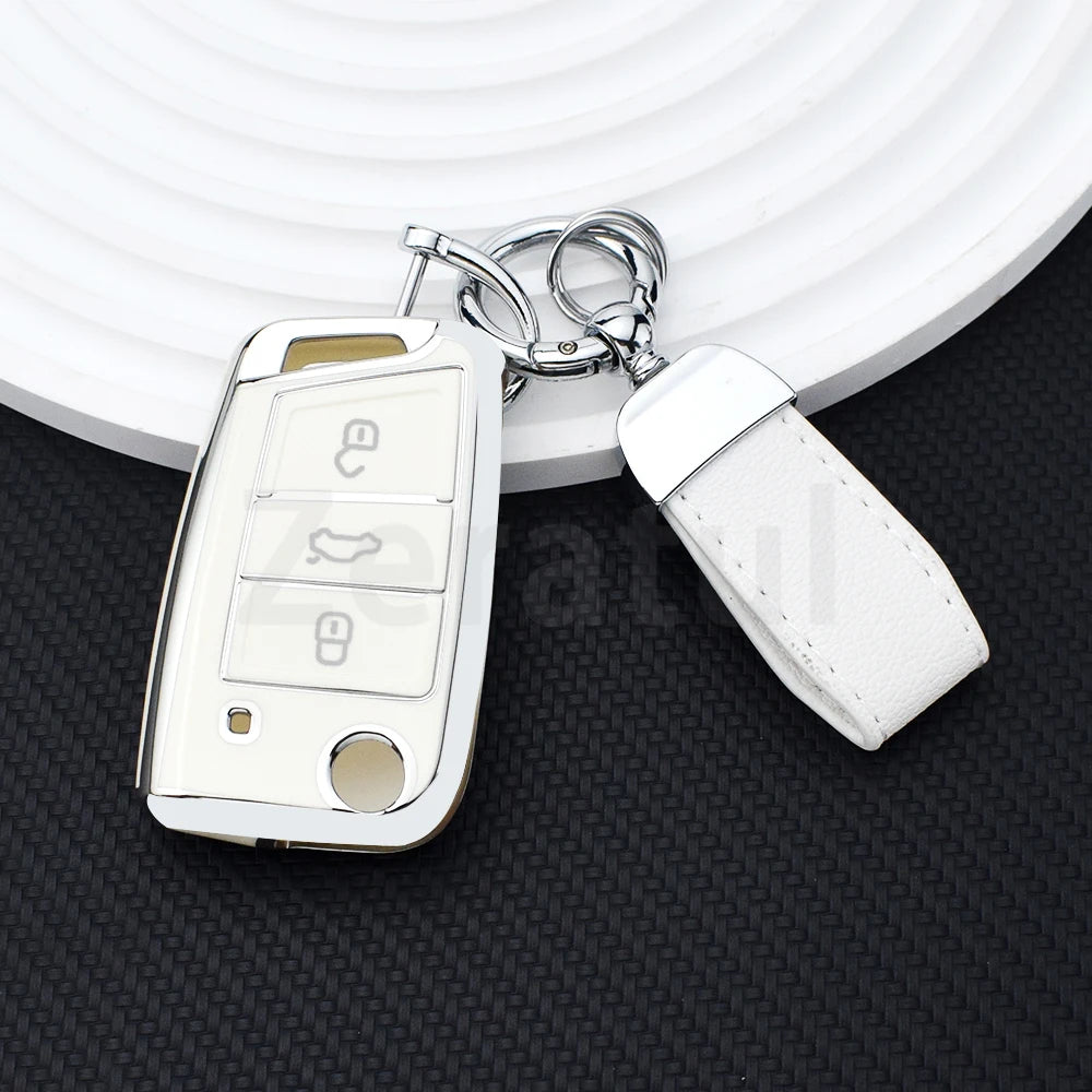 TPU Car TPU Folding Key Cover Shell For VW Volkswagen MK7 GTI 7 Golf 7 Golf R Skoda Octavia A7 SEAT Bag Case Holder Protector