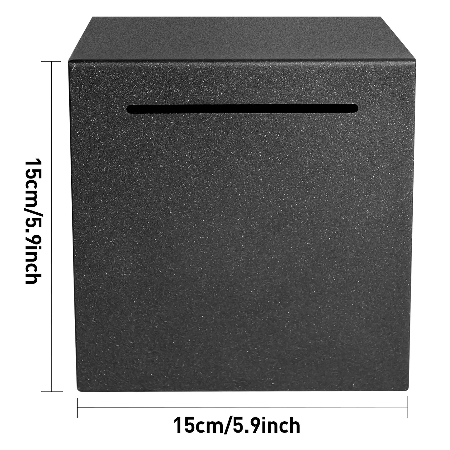 Black metal piggy bank, only in, no out, two sizes available for Christmas and Halloween gift