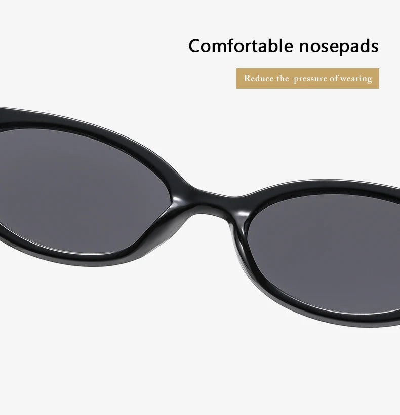New Women's Retro Oval Sunglasses Black Small Frame Fashion Brand Trendy Hot Points Sun Glasses Female Lady Goggle UV400