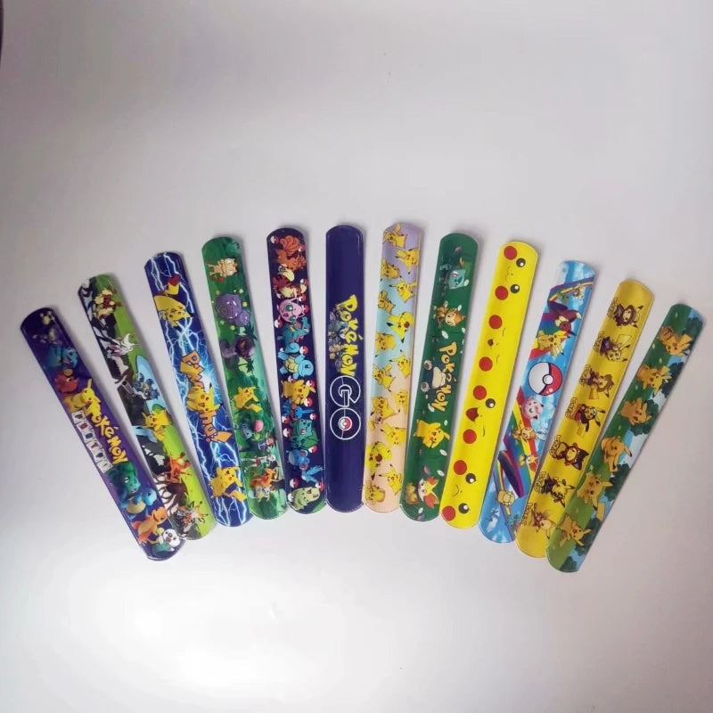 Pokemon Slap Snap Wrap Bracelet Pikachu Wristbands Anime Doll Characters Children Hand Ring Educational Toys Birthday Gift