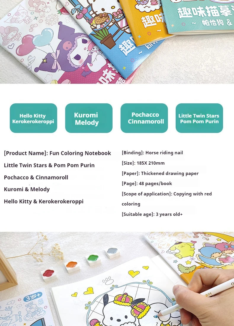 New Sanrio Kuromi Painting Notebook Children'S Sketching Coloring Copy Notebook Elementary School Cartoon Anime Line Draft