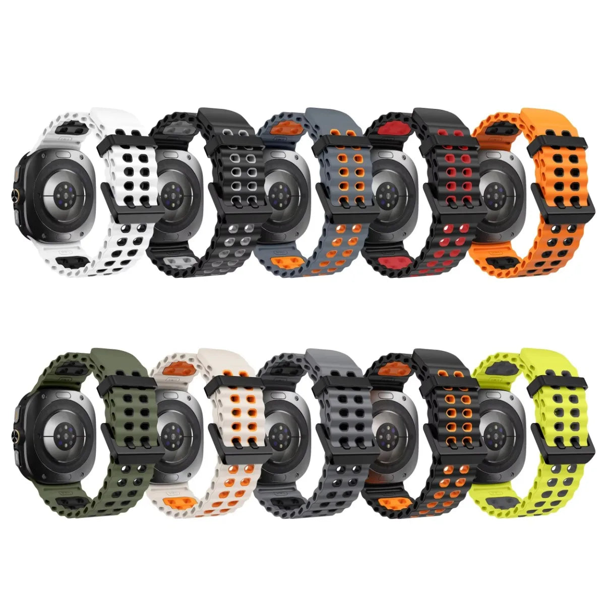 NEW Marine Silicone Strap for Samsung Watch Ultra 47mm Bracelet No Gaps Sport Two-tone Band for Galaxy 7 Ultra Watchband Straps