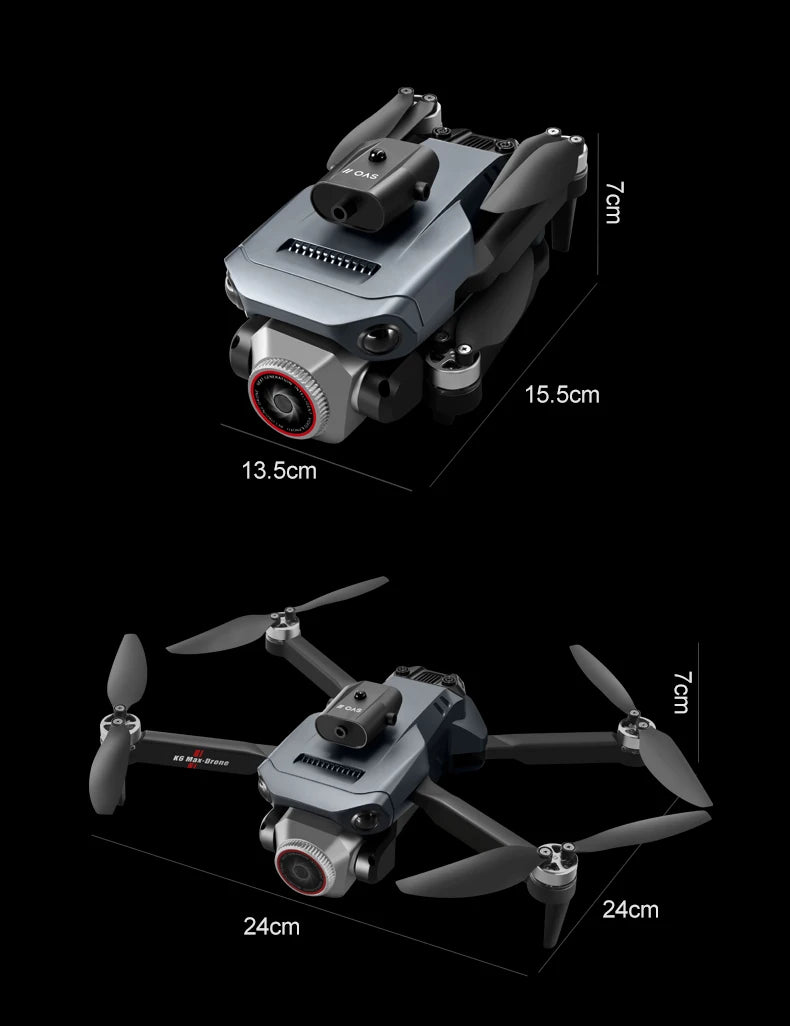 K6 MAX Triple-Camera Drone 4K HD Optical Flow Positioning 360° Obstacle Avoidance Foldable Quadcopter Wifi FPV RC Toys Dron