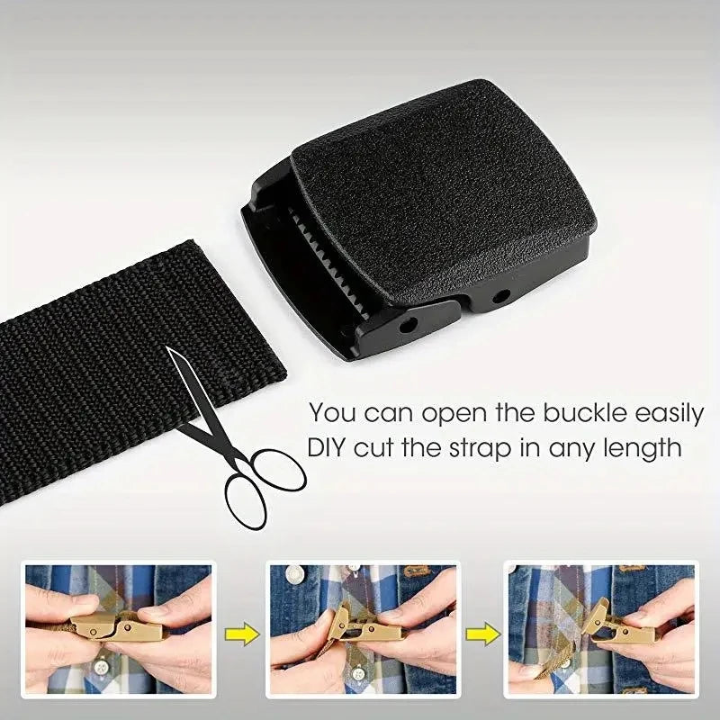 Nylon Belt With Plastic Automatic Buckle Outdoor Hunting Multifunctional Tactical Canvas Belt,Men And Women's Fashion Belt